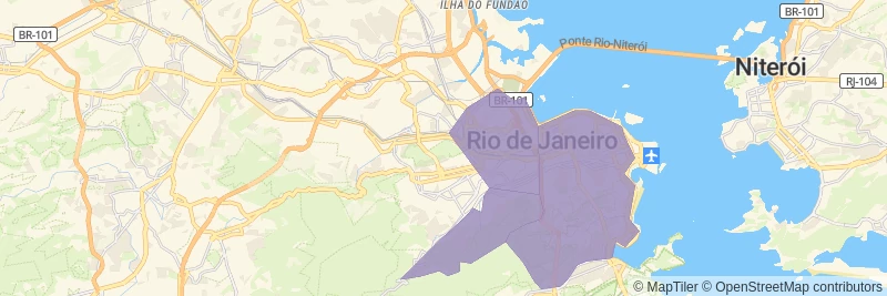 Map of Rio de Janeiro with a purple polygon.