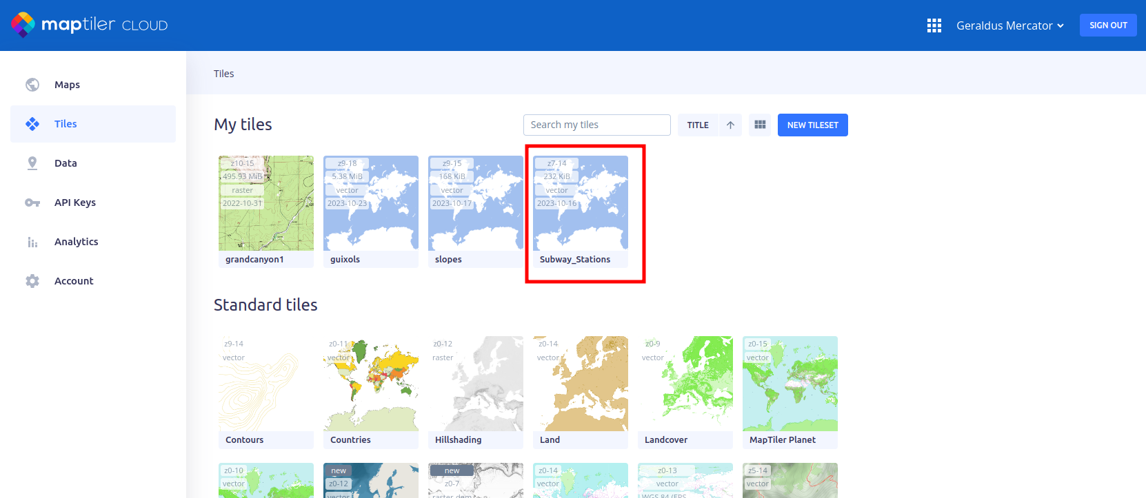 MapTiler Cloud - Tiles