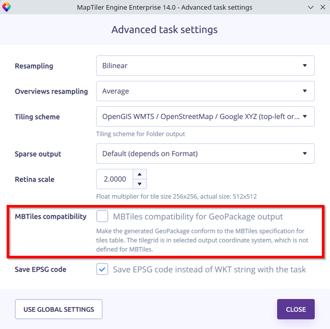 MBTiles-compatibility setting
