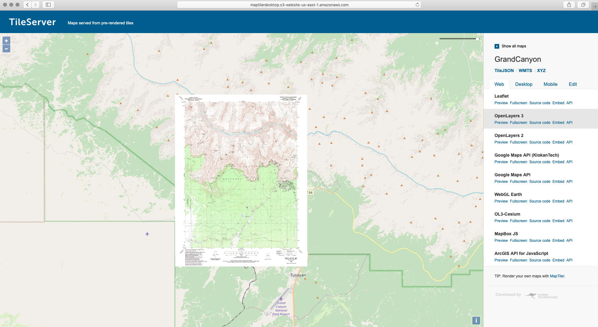 Preview tiles in Amazon cloud