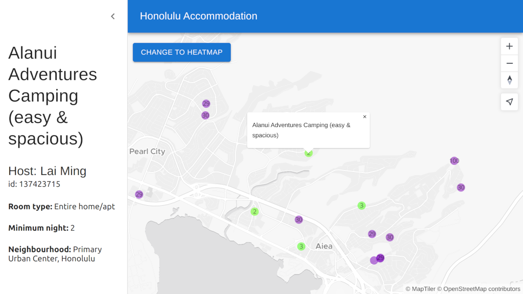 Display sidebar with map information using React JS with Material UI